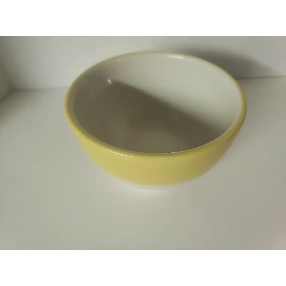 Sterling China Wellsville Ohio 6oz Soup Custard Cup Bowl Yellow‎ & White U144